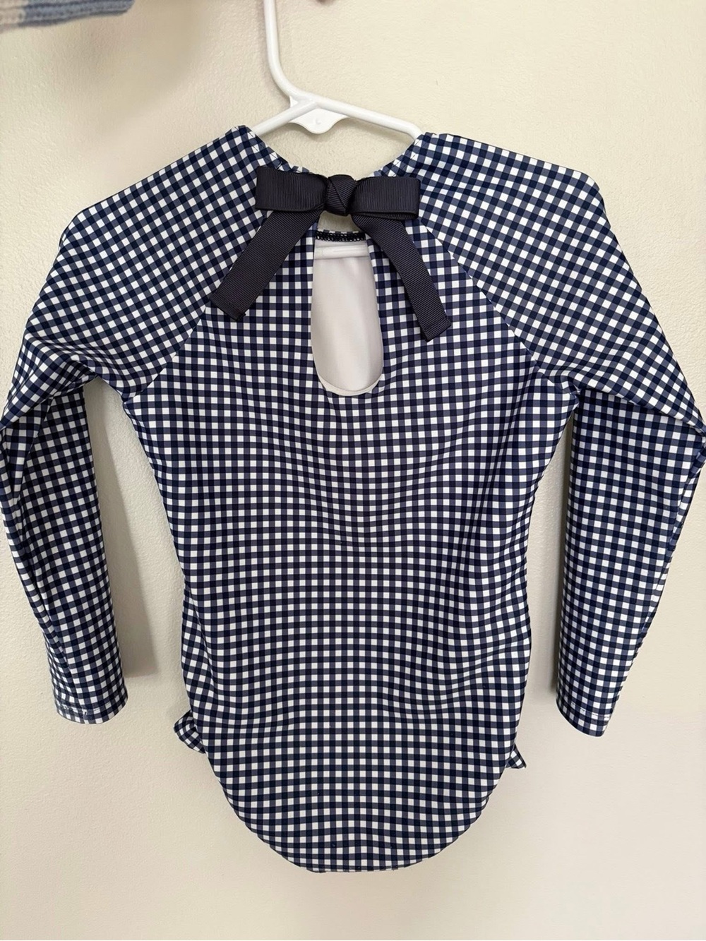 Minnow Navy and White Gingham Top with Bow Detail
